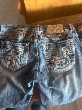 Miss Me Blue Distressed Embroidered Back Pocket Jeans